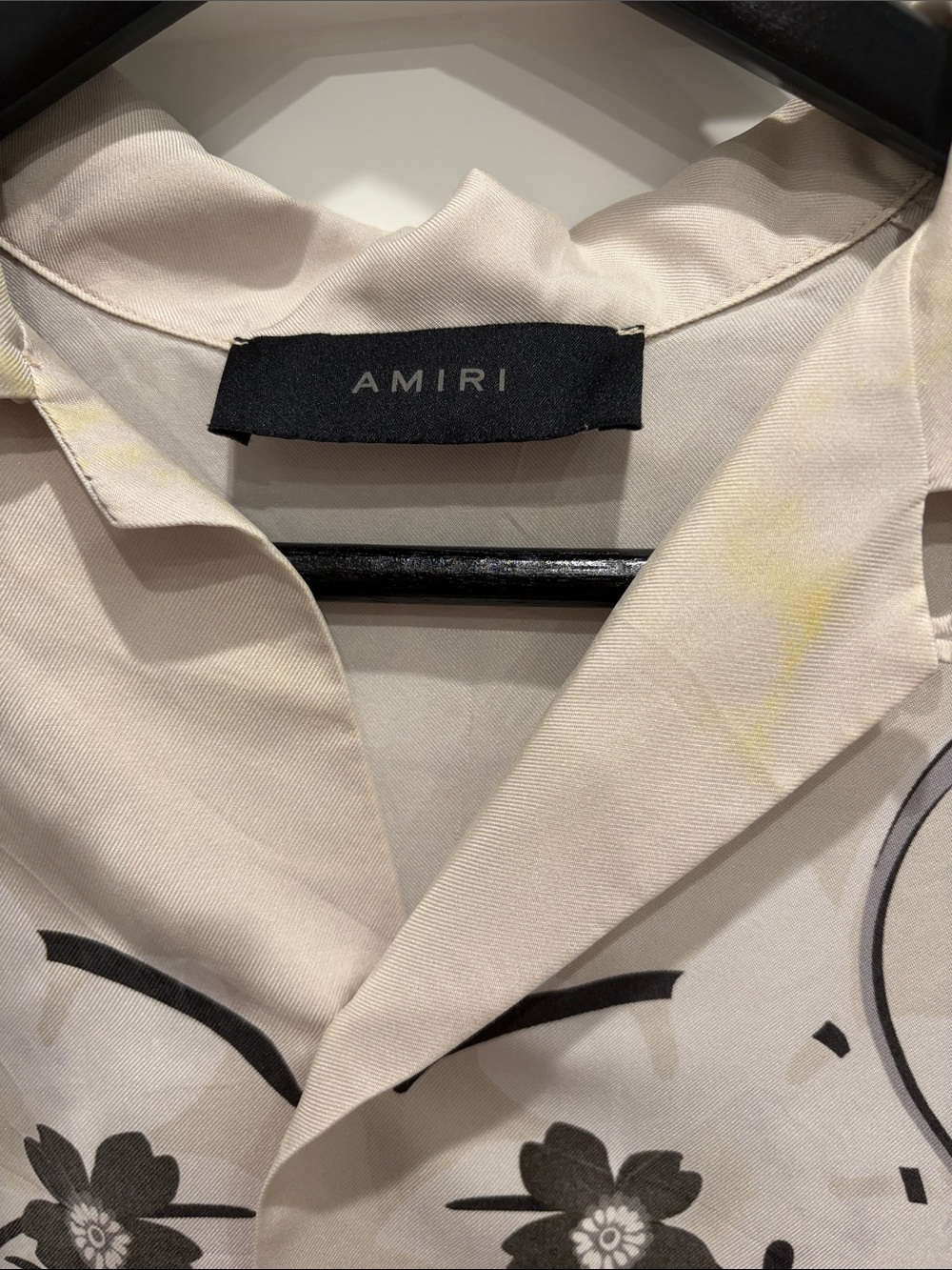 AMIRI Beige and Black Floral Short-Sleeve Button Shirt - Picture 2 of 8